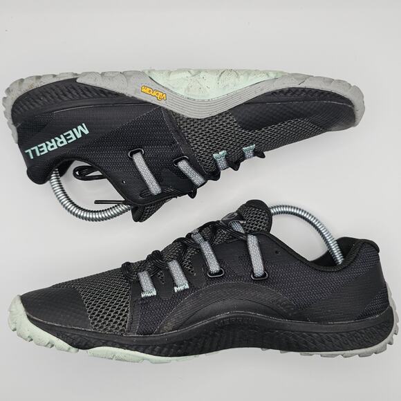Merrel Barefoot Trail Glove 6 Vibram Black Blue Womens 9.5 Shoes J135384 - Picture 10 of 11